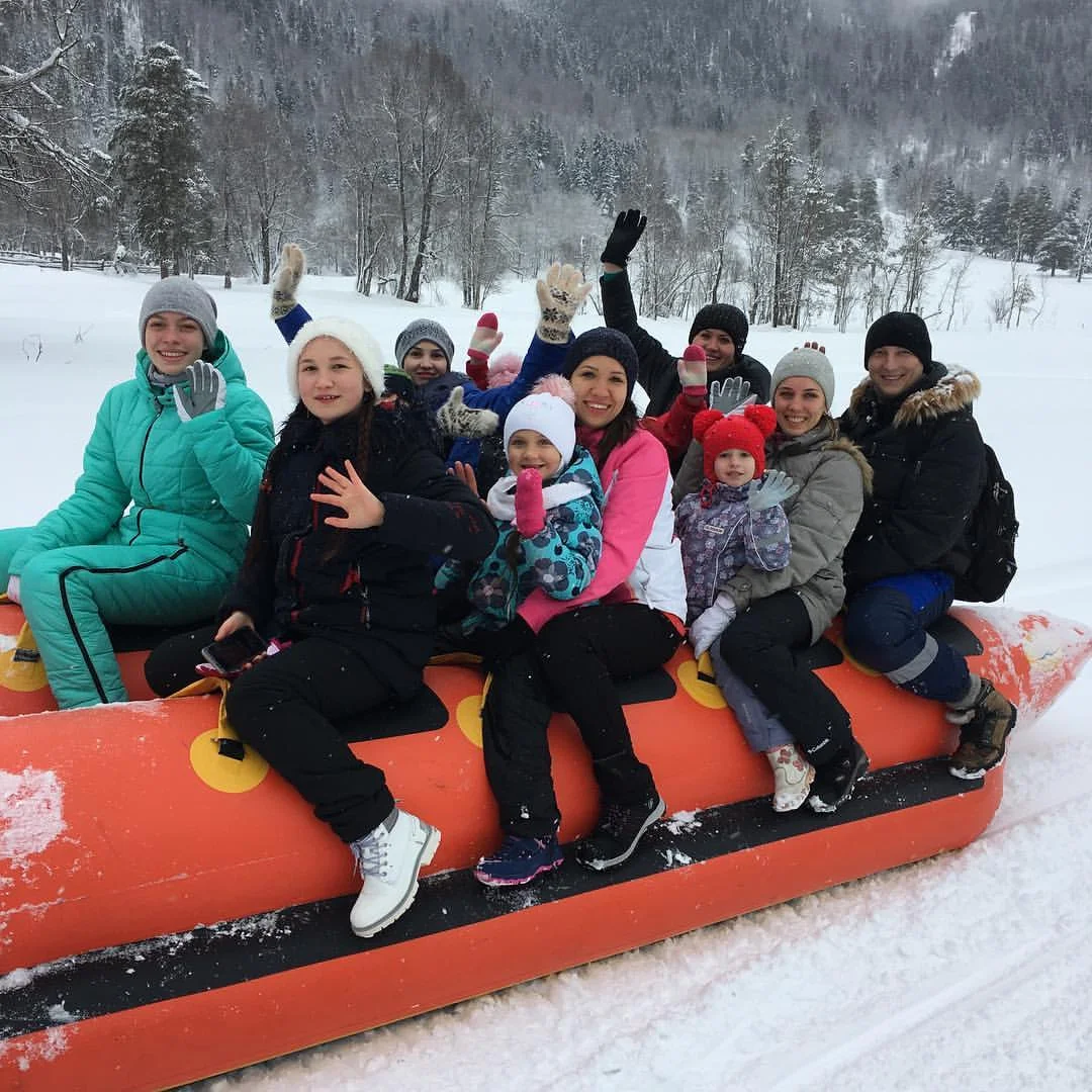 Катание на надувном банане на снегоходе в Архызе: фото маршрута 4