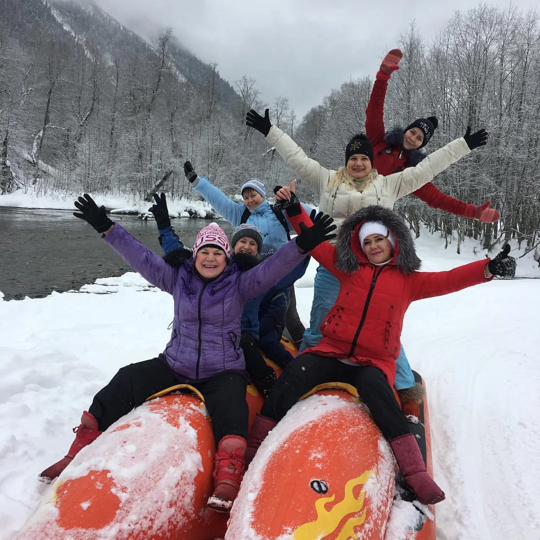 Катание на надувном банане на снегоходе в Архызе: фото маршрута 5